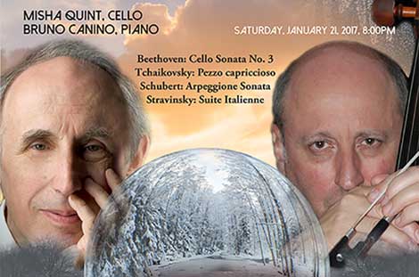 Carnegie Hall Concert January 2017, Misha Quint, cello, Bruno Canino, piano